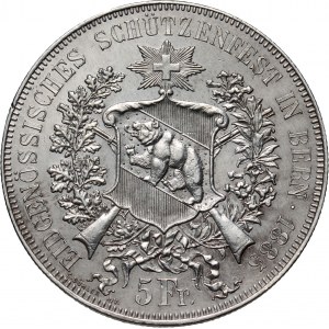 Switzerland, 5 francs (Shooting Thaler) 1885, Bern