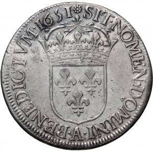 Francie, Ludvík XIV, ecu 1651 A, Paříž