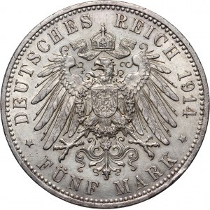 Germany, Prussia, Wilhelm II, 5 Marks 1914 A, Berlin