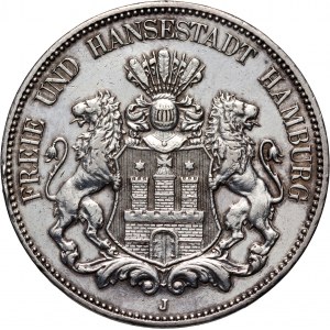 Germany, Hamburg, 5 Mark 1908 J