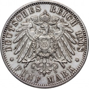 Germany, Hamburg, 5 Mark 1908 J