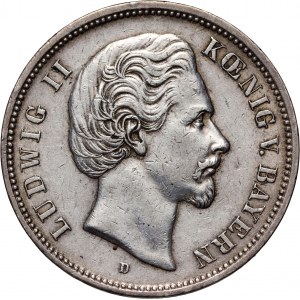 Germany, Bavaria, Ludwig II, 5 Mark 1874 D, Munich