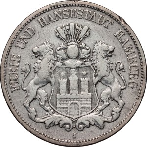 Germany, Hamburg, 5 Mark 1875 J, Hamburg