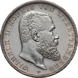 Germany, Wurttemberg, Wilhelm II, 5 Mark 1902 F, Stuttgart