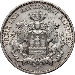 Germany, Hamburg, 3 Mark 1908 J