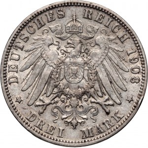 Germany, Hamburg, 3 Mark 1908 J