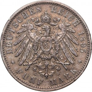 Germany, Württemberg, 5 Mark 1895 F, Stuttgart