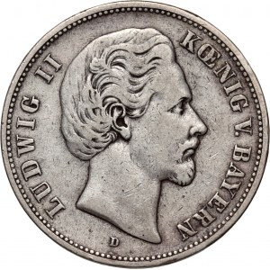 Germany, Bavaria, Ludwig II, 5 Mark 1876 D, Munich