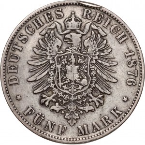 Germany, Bavaria, Ludwig II, 5 Mark 1876 D, Munich