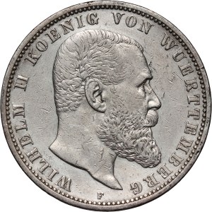 Germany, Württemberg, Wilhelm II, 5 Mark 1898 F, Stuttgart