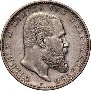 Germany, Württemberg, Wilhelm II, 5 Mark 1899 F, Stuttgart