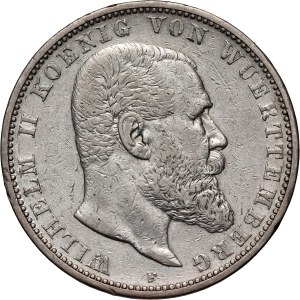 Germany, Wurttemberg, Wilhelm II, 5 Mark 1902 F, Stuttgart