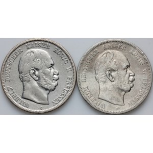 Germany, Prussia, Wilhelm I, set of 5 Mark coins from 1876, (2 pieces)
