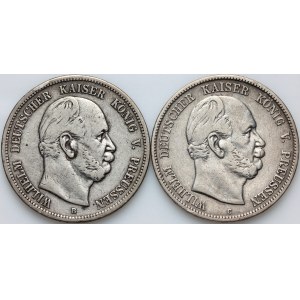 Germany, Prussia, Wilhelm I, set of 5 Mark coins from 1876, (2 pieces)
