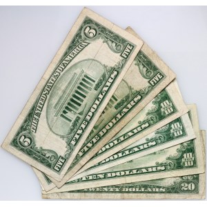 United States of America, 5-20 dollars banknote set 1934 (6 pieces)