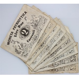 Italy, Venice, 2 lires 1848, Moneta Patriottica, banknote set (10 pieces)