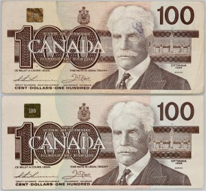 Canada, set of 100 dollars banknotes 1988 (2 pieces)