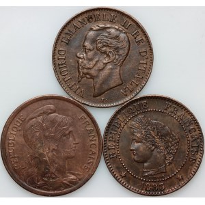 Europe, Italy / France, set of coins from 1861-1913, (3 pieces)
