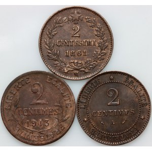 Europe, Italy / France, set of coins from 1861-1913, (3 pieces)