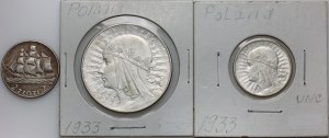 Second Republic, coin set 1933-1936, (3 pieces)