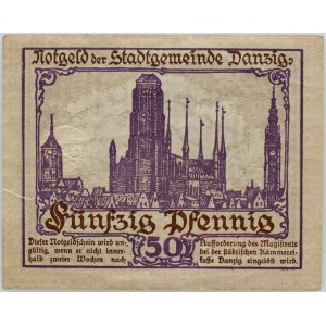 Wolne Miasto Gdańsk, 50 fenigów 15.04.1919, fioletowy
