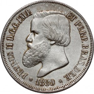 Brazil, Pedro II, 2000 Reis 1889