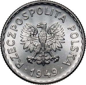 People's Republic of Poland, 1 zloty 1949, aluminum