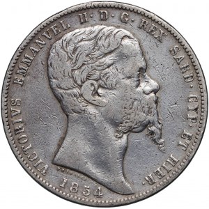 Królestwo Piemontu-Sardynii, Wiktor Emmanuel II, 5 lirów 1854 B, Turyn