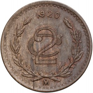 Mexico, 2 Centavos 1920, Mexico City