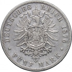 Germany, Prussia, Wilhelm I, 5 Mark 1876 A, Berlin
