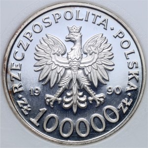 Third Republic, 100000 zloty 1990, Solidarity, Type D