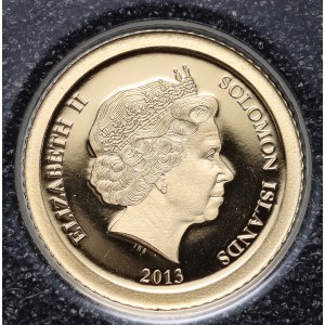 Solomon islands, Elizabeth II, 1 Dollar 2013, gold, Seven Wonders of the World: Chichen Itza, low mintage