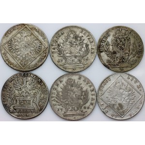 Germany, 18th century 20 Kreuzer coin set (6 pieces)