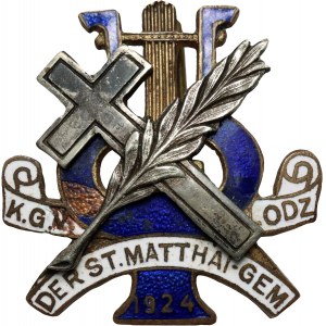 Poland, Badge of the Music and Singing Society-Chorus Kirchen Gesang Verein der St. Matthai Gemende, Lodz, 1924