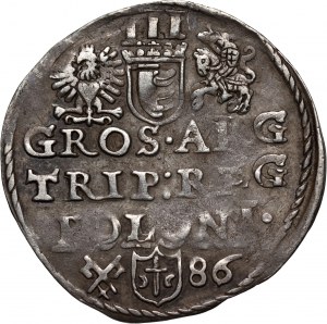 Stefan Batory, trojak 1586, Poznań, date on right, rare