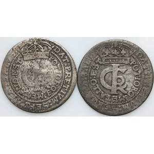 Jan II Kazimierz, zestaw tymfów z lat 1663-1665, (2 sztuki)