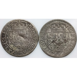 Jan II Kazimierz, zestaw tymfów z lat 1663-1665, (2 sztuki)