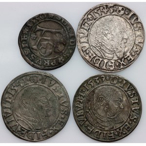 Prusy Książęce, Albrecht Hohenzollern, zestaw monet z lat 1530-1545, (4 sztuki)