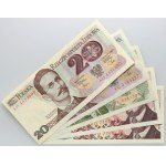 PRL, serie di banconote 1982-1988, (5 pezzi)