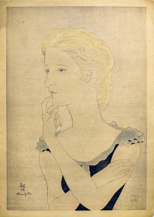 Tsuguharu Foujita (1886-1968), Portrait d'une blonde, 1951