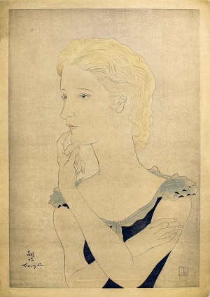 Tsuguharu Foujita (1886-1968), Porträt einer Blondine, 1951