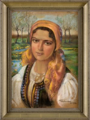 Artiste non reconnu, Portrait d'une paysanne, 1945