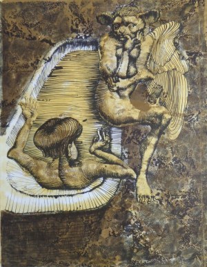 Jan Lebenstein (1930-1999), La baigneuse et le satyre