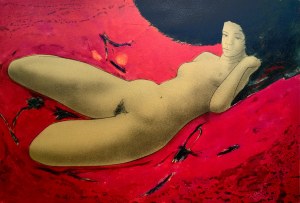 Alain Bonnefoit (b. 1937), Nude in Red