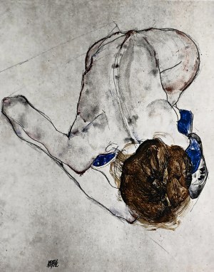 Egon Schiele (1890-1918), Akt v modrých pančuchách