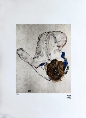 Egon Schiele (1890-1918), Akt in blauen Strümpfen
