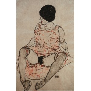 Egon Schiele (1890-1918), Nude in a red dress