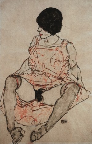 Egon Schiele (1890-1918), Nu en robe rouge