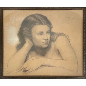 Artur Grottger (1837-1867), Ritratto romantico di giovane donna, 1858