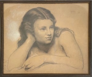 Artur Grottger (1837-1867), Portrait romantique d'une jeune femme, 1858